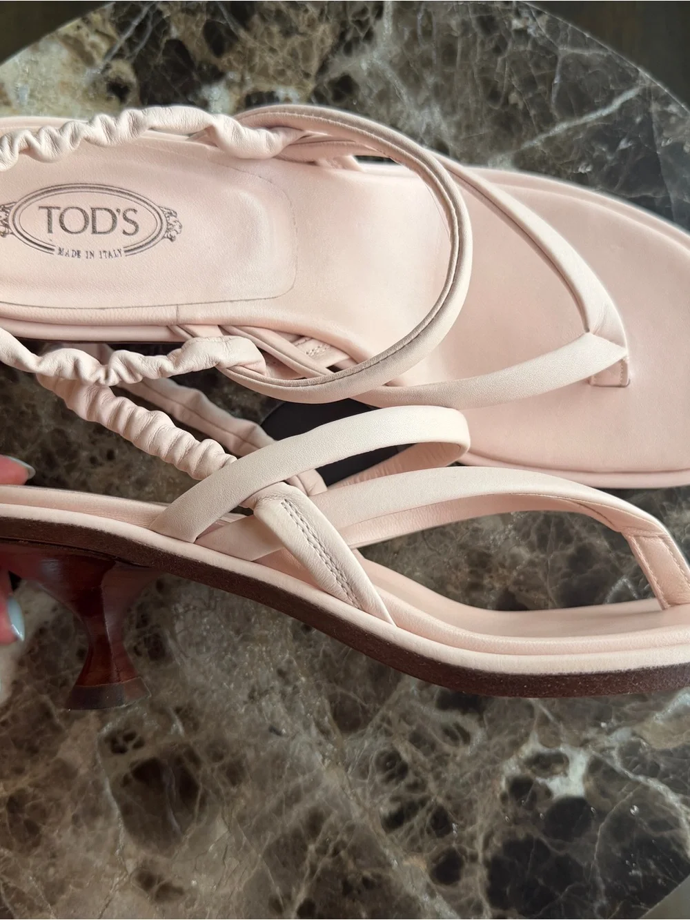 Tod’s Pink Leather Slingback Kitten Heel Sandals 39.5